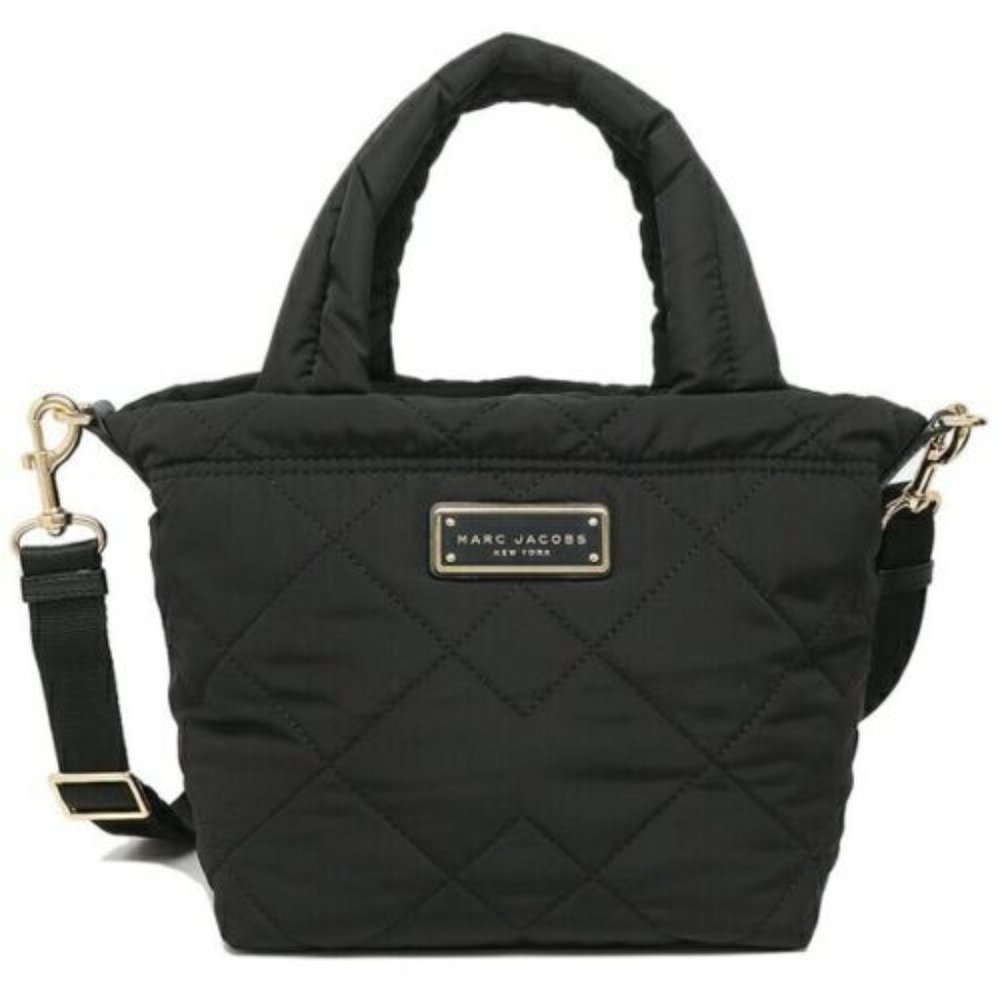 MARC JACOBS QUILTED NYLON MINI TOTE (BLACK)